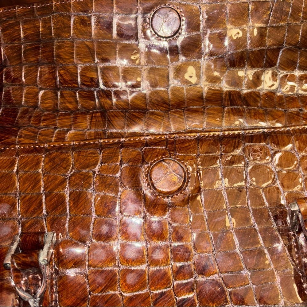 SOLD-I Santi Vintage Enbossed Croc Genuine Leather Handbag - Picture 5 of 11